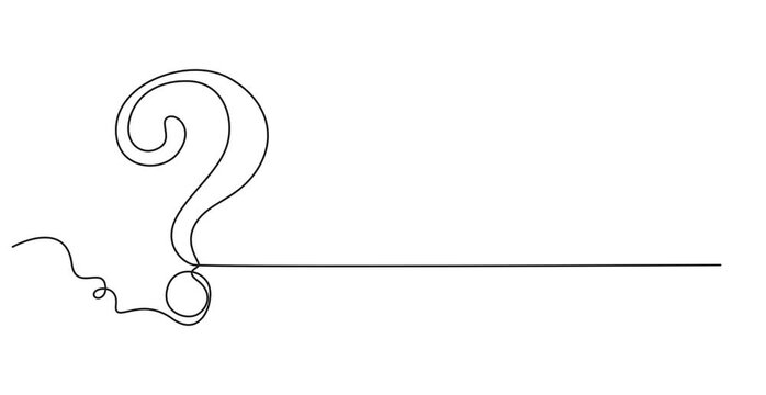 Question mark one line art animation, hand drawn asking sign, Question mark continuous one line drawing animated video, Self drawing line animation question mark continuous line drawn concept video.4K