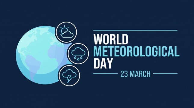 World meteorological day illustration with weather icons
