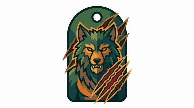 Fierce Wolf Head with Lightning and Fire Design