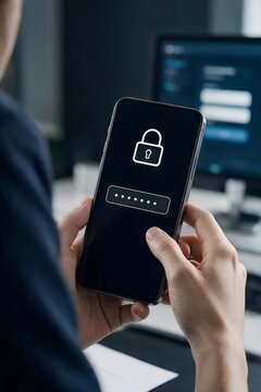 Close Up of Hands Typing Password Code on Mobile Phone Lock Screen