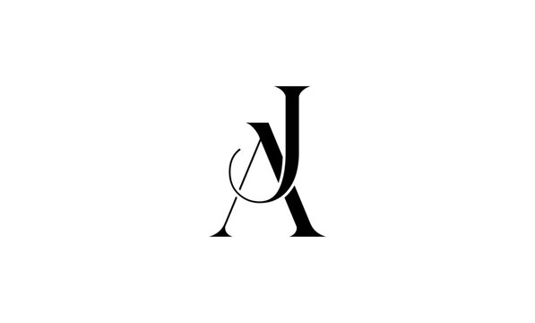 Luxury Typographic Initial AJ and JA Serif Monogram Icon