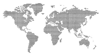 Fototapeta premium Grey dotted world map minimalist vector illustration isolated on white background