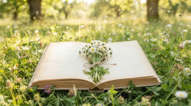 Open Book in Outdoor Garden