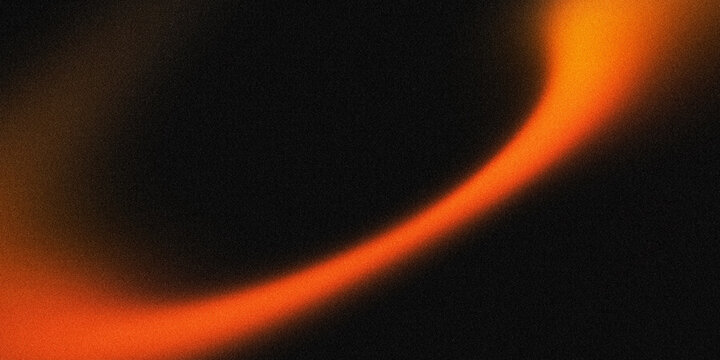 Abstract glowing orange and dark red curved beam on black background.