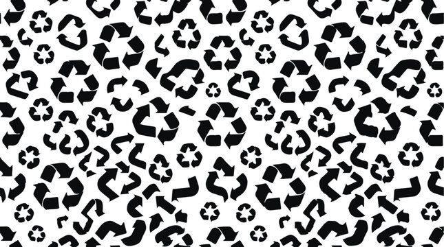 Mixed size recycling symbols vector seamless pattern eco background design