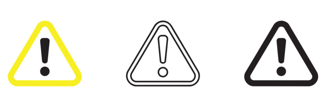 Warning icon. Alert triangle symbol. Caution sign. Simple pictogram for danger, attention, hazard, error, safety, notification, security and interface design.