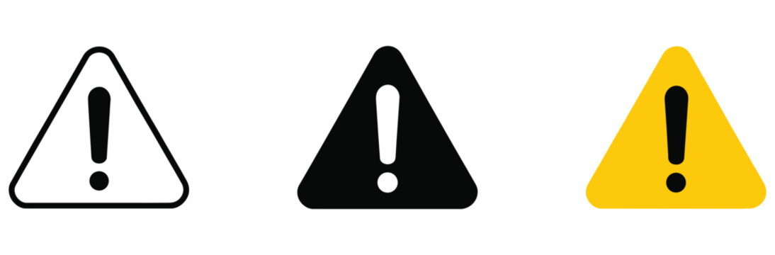 Warning icon. Attention symbol. Danger alert sign. Simple pictogram for hazard, caution, risk, safety, information, notification and system interface design.