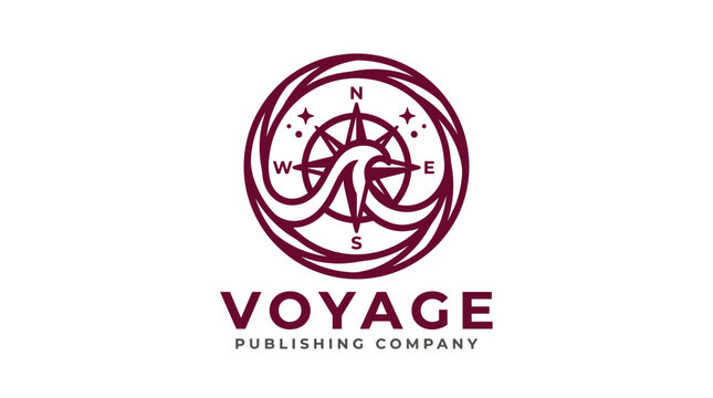 Voyage Publishing Company compass logo design.
