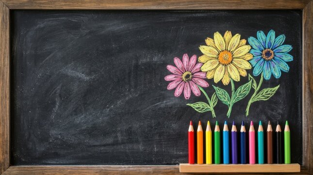 Chalkboard Floral Education Background