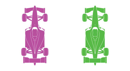 Fototapeta premium Formula One Racing Car Silhouettes Magenta And Lime Green