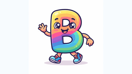 Fototapeta premium Colorful Animated Letter B Character Waving.