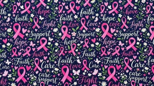 Dark Breast Cancer Ribbon Pattern