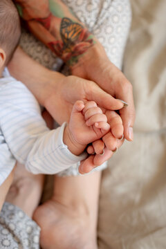 Tender moment of family connection.