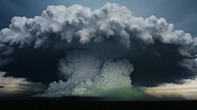 Massive supercell thunderstorm with rotating anvil cloud and dramatic storm structure weather cumulonimbus