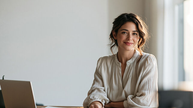 Professional Woman Working Remotely on Laptop at Home