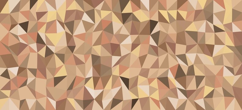 Abstract low poly geometric background with earthy brown and tan triangular mosaic pattern for graphic design
