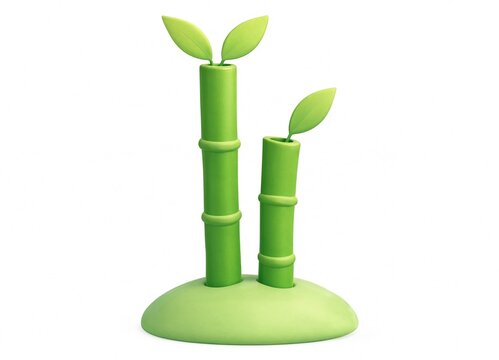 Green plastic bamboo toothpicks holder isolated on white background