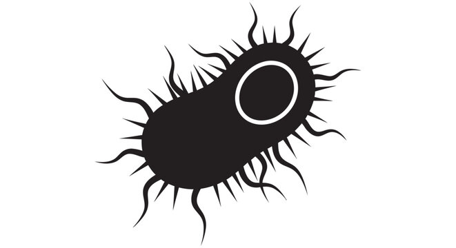 Bacteria Silhouette On White Background Microscopic Organism Shape bacterium microbe