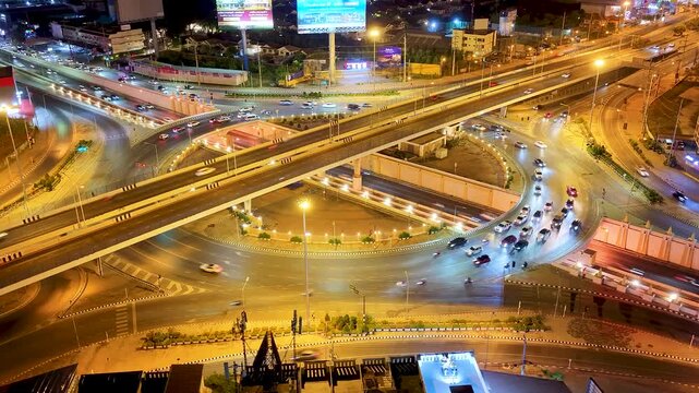 Sensing system and wireless communication network of vehicle. Autonomous car. Driverless car. Self driving vehicle. highway road with self-driving cars with signals around the cars, smart ransport
