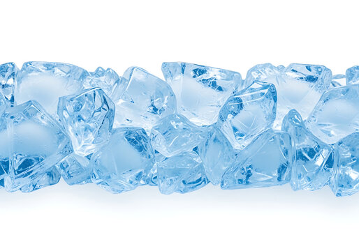 Frozen ice blocks with crystal formations