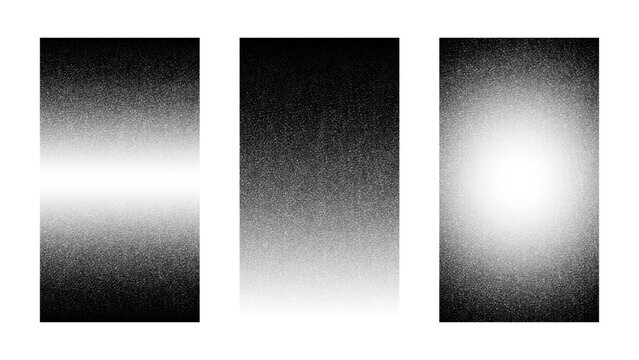 Grainy gradient. Grunge stipple spray effect with overlapped gradients texture for retro poster banner, abstract digital sand particle overlay, wallpaper background set