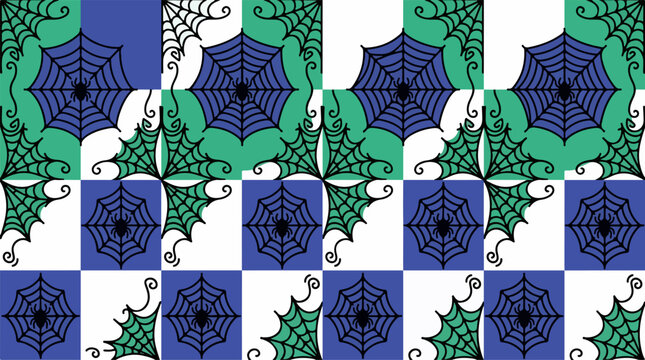 Colorful Spider Web Pattern with Spiders