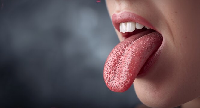 A medical concept illustrating tongue cancer, depicting the squamous cell carcinoma with � Healthcare and Wellness Concept for Medical and Health Insurance Content
