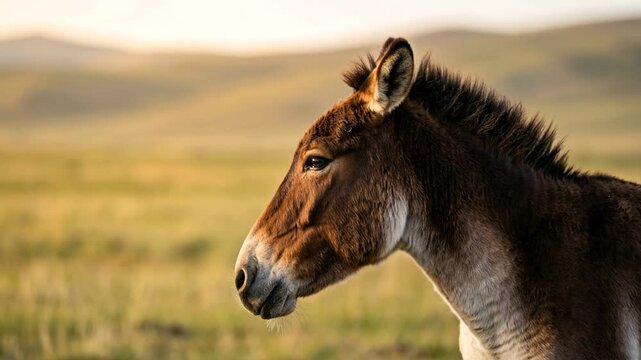 kiang close up at morning light in the beautiful tibetan plateau china landscape video