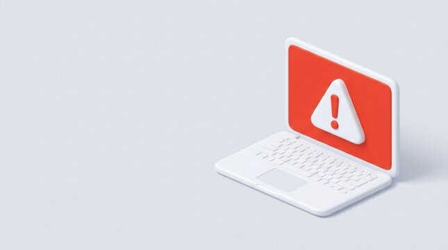 Laptop warning alert icon representing cybersecurity risk