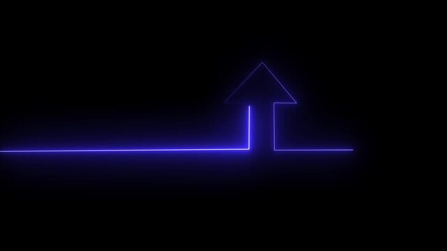 The neon shine up arrow glows brightly in vibrant shades of green and yellow. Its sleek design exudes energy, symbolizing upward movement 4k video..