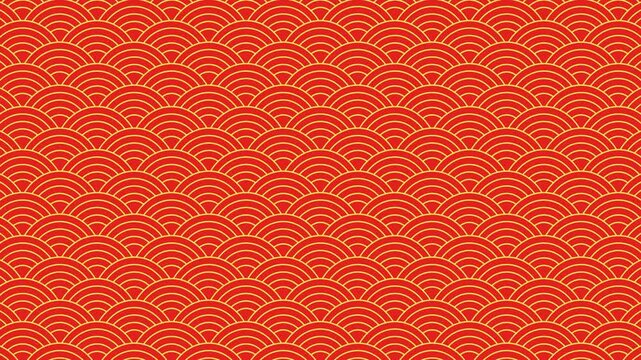 Red and Gold Chinese Seamless Wave Pattern Motion Background - Looping Animation for Chinese New Year, Lunar New Year, Festive Celebration