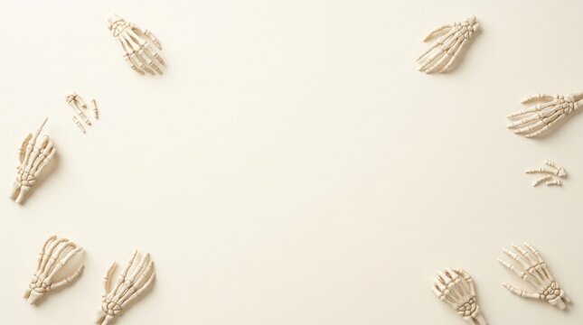 Seashells and starfish arrangement on a neutral beige background with copy space