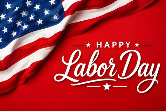 Happy labor day celebration with american flag honoring workers' contributions