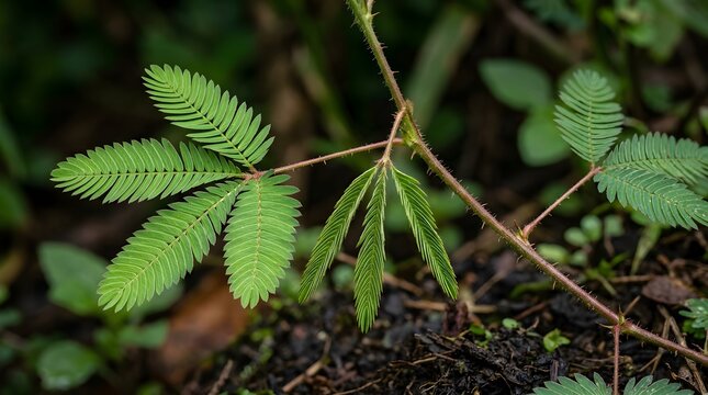 Sensitive plant leaves closing