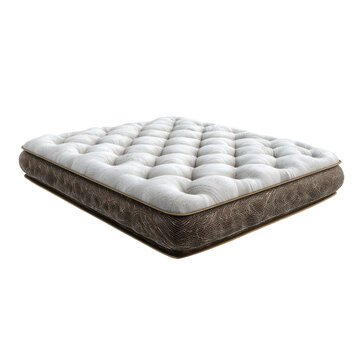 White Quilted Tufted Mattress with Stitched Border on Dark Background bedding
