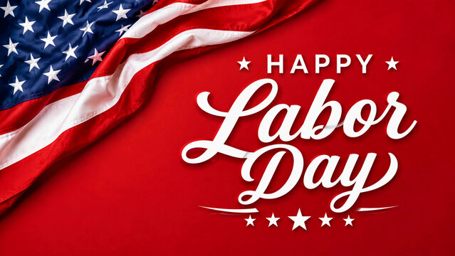 Happy labor day celebration with american flag honoring workers' contributions
