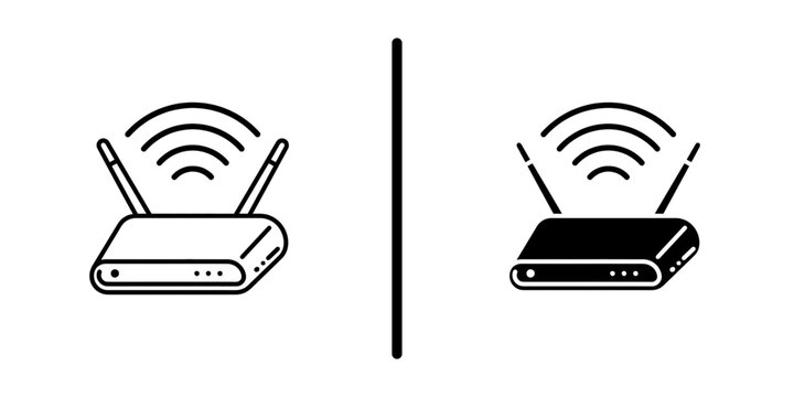 Title: Wireless Wi-Fi router internet modem vector icon