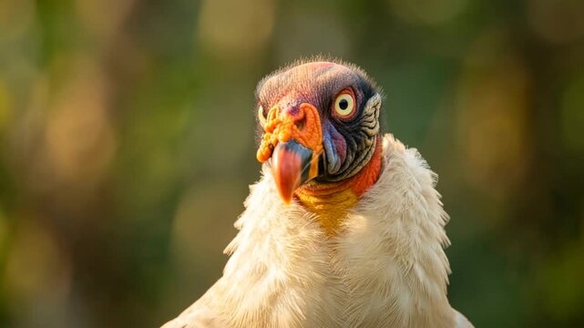 king vulture close up at morning light in the amazon rainforest brazil video