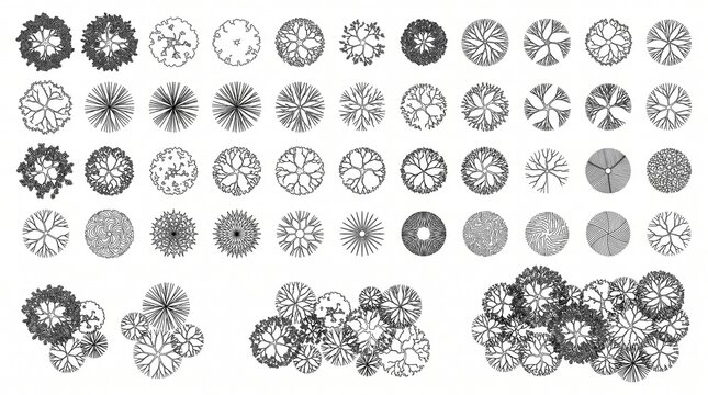 Forest Tree CAD Blocks Top View &ndash; Woodland Tree Plan Symbols for Landscape Architecture