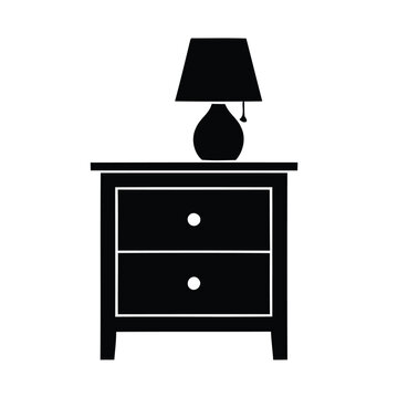 bedside table and lamp silhouette icon