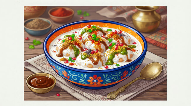 Dahi Bhalla, Dahi Bhalle, Dahi Vada, Dahi Bada, Dahi Bara, Dahi Baaraa, Indian Yogurt Snack, Indian Snack, Indian Chaat, Chaat Masala, Yogurt Soaked Vada, Indian Street Food, Curd with vada, Holi Food