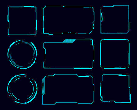 Frame HUD technology cyberpunk design element. Technology Hi-tech element.