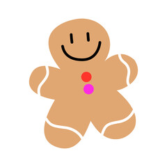 Obraz premium Gingerbread man cookie character vector illustration. Christmas holiday cookie clipart isolated.