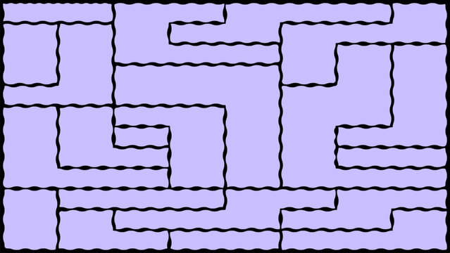 Abstract puzzle pattern with interlocking lavender purple wavy blocks and geometric maze shapes