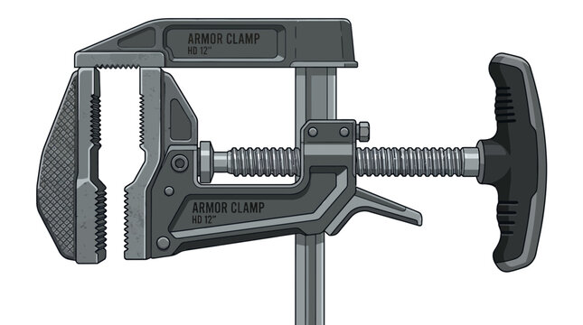 Professional heavy duty gray armor clamp tool for carpentry and metal engineering
