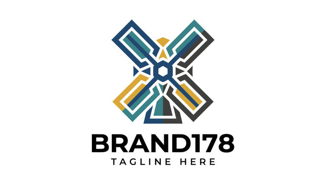 Modern geometric windmill logo design for sustainable energy and business branding.