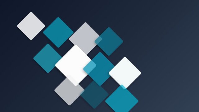 Abstract background with overlapping teal and white square shapes in a row