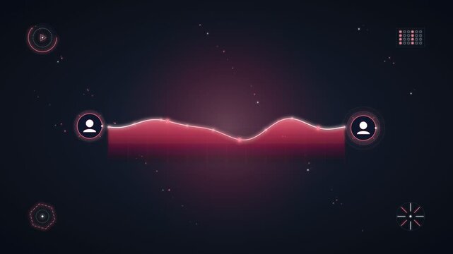 Futuristic digital interface with glowing wave graph and user connection icons