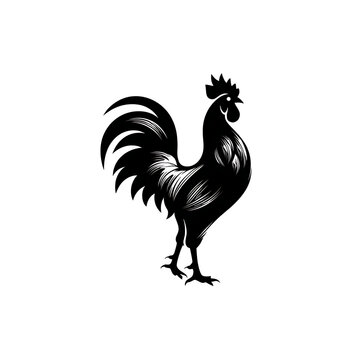 Black silhouette rooster standing confidently