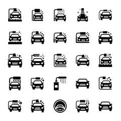 Obraz premium Car Wash Icons Set: Modern Service Symbols for Automotive Cleaning and Maintenance